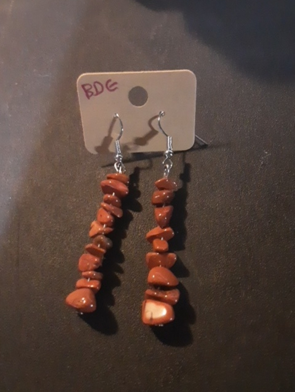 Brown Stone Chip Dangle Earrings for Women